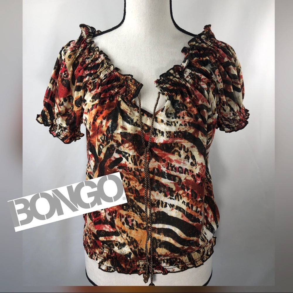 Bongo Printed Peasant Top